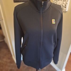 Nike Court Women's Black Bomber Tennis Jacket Batwing Sleeve with Logo Sz L